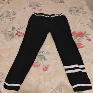Black Jogger Pants with White Stripe Detail